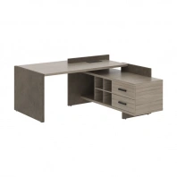 Стол руководителя на опорной тумбе левый Wood&Stone СФ-531211 Дрифтвуд / Бетон Чикаго