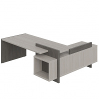 Стол руководителя на опорной тумбе левый Wood&Stone СФ-531201 Дрифтвуд / Бетон Чикаго 