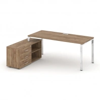Стол руководителя на металлокаркасе (П-60x30) с тумбой левый Style Project Direct Lux M-SN-6P.SRG-013.M Стол руководителя на металлокаркасе (П-60x30) с тумбой левый Style Project Direct Lux M-SN-6P.SRG-013.M